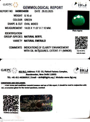 8.16/CT Natural Panna Stone with Govt. Lab Certificate